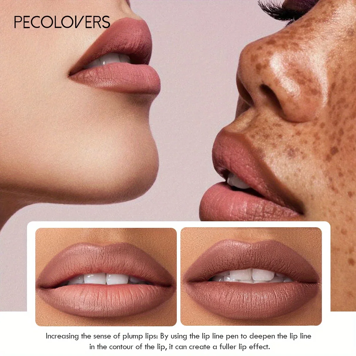 Heallor Nude Brown Lip Liner Pencil Lippenstift Matt Glatt Wasserdicht Lipliner Langlebig Antihaft-Cup Lippenstift Stift Beauty Mak