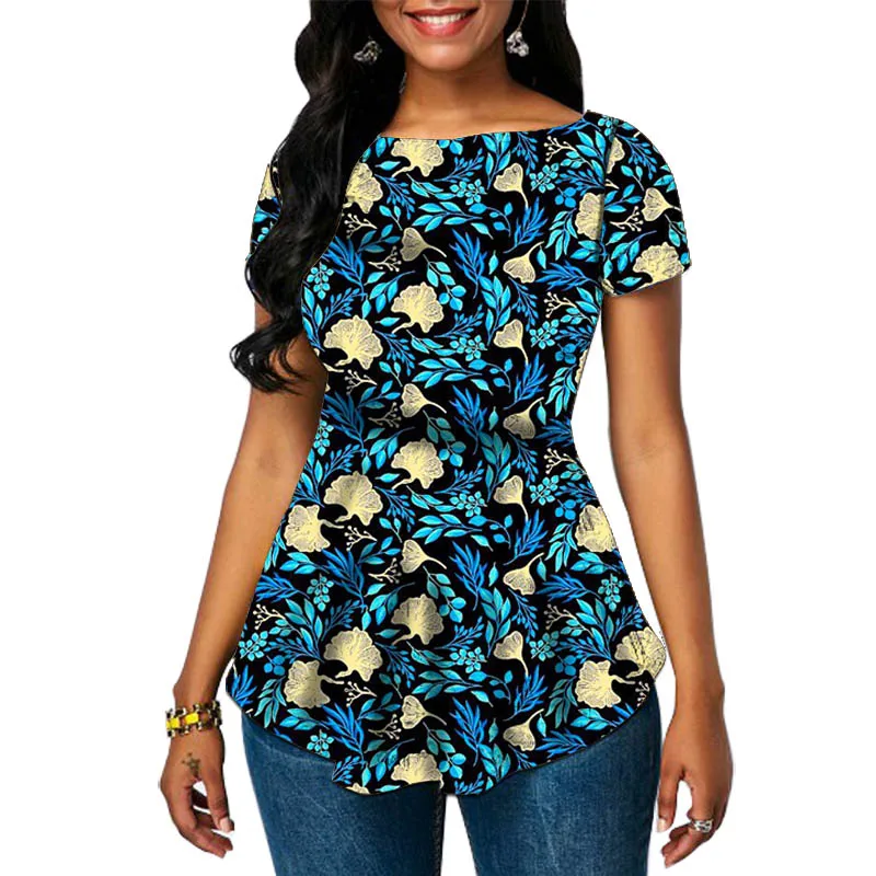 

African Fashion Wax Print Women's Shirts Elegant Tailor Made Short Sleeve Ankara Tops Summer Party Wear