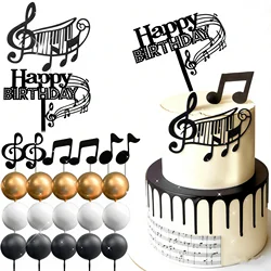 LaVenty Disco Ball Music Cake Topper Guitar Cake Toppers Music Notes Balls Cake Decorations for Musician Birthday Party