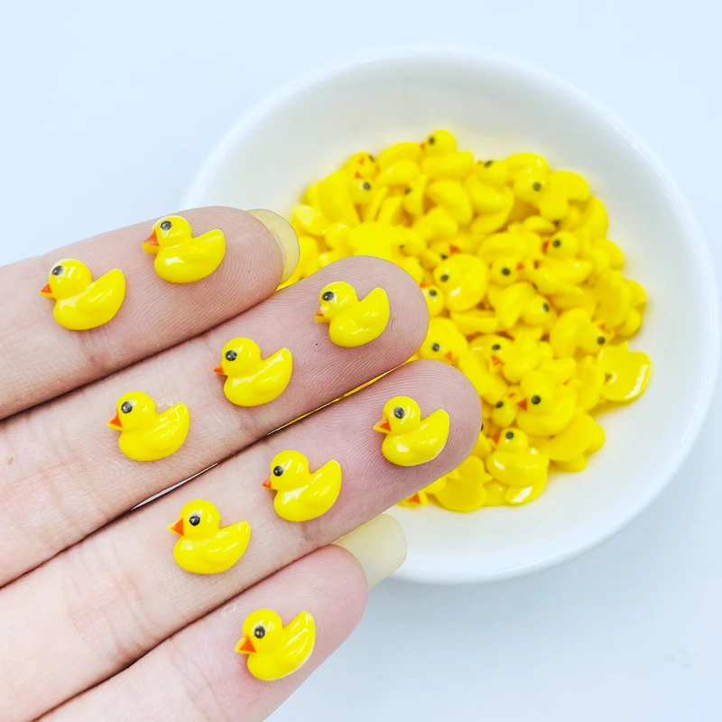 50 Pcs New Cute Mini Kawaii Cartoon Duckling Resin Figurine Crafts Flatback Cabochon Ornament Jewelry Making Hairwear K35