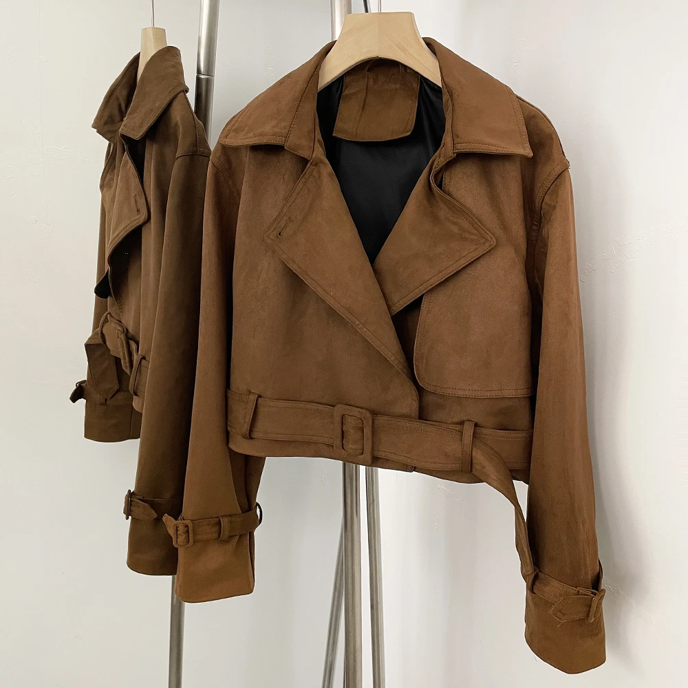 

Short PU Jackets for Women Casual Fashion Faux Leather Coat Loose Motorcycle Women's American Retro Autumn Spring Leather Jacket