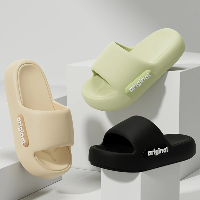 Soft Cushioned EVA Slippers Thick Sole Non-Slip Bathroom Shoes Indoor Outdoor Slide Sandals Lightweight Beach Summer