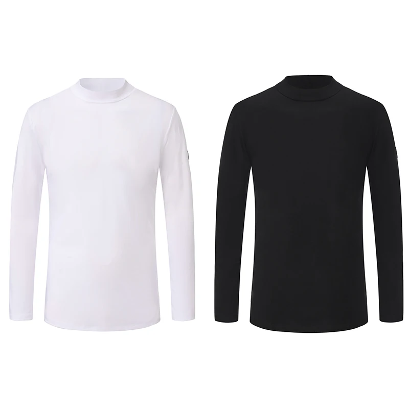Uomo Abiti da ballo latino Inverno Manica lunga Top neri Collo alto Top neri Costume da allenamento latino Pratica maschile Dancewear 2412