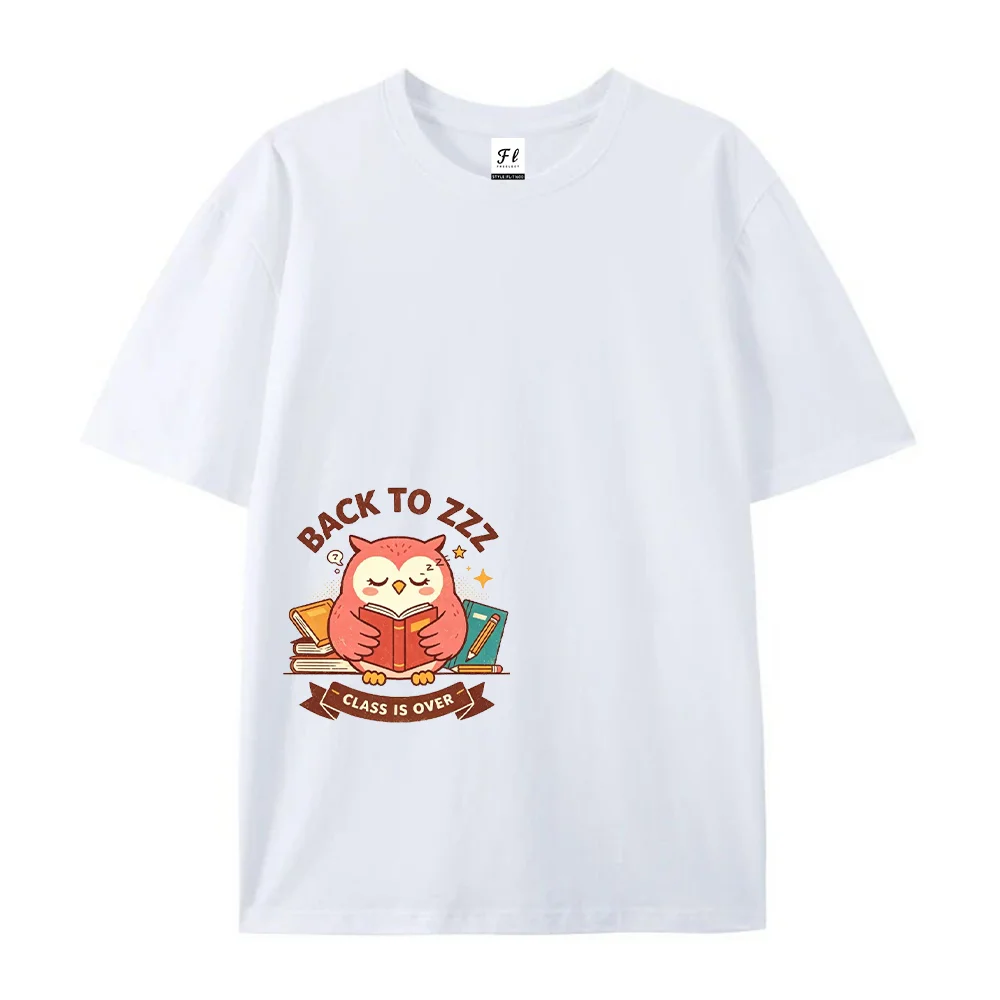 Cute Owl Reading Book Graphic T Shirt for Women Funny Book Lover Tee Vintage Cartoon Animal Print Casual Short Sleeve Unisex Top