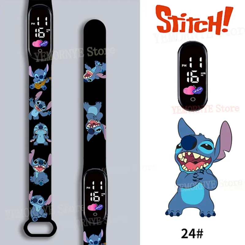 Montres numériques Disney Stitch pour enfants, figurines d'anime, montre Shoous LED tactile, montre de sport électronique étanche, cadeau d'anniversaire pour enfants