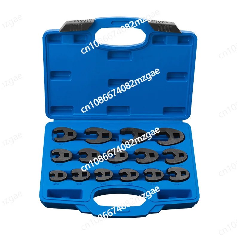 15 piece set of multifunctional oil pipe wrench, open-ended wrench head, U-shaped joint, 8-24mm narrow space special tool