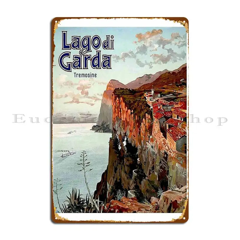 Lago Di Garda Italy Vintage Travel And Tourism Print Posterbobs Metal Plaque Designs Cinema Wall Wall Plaque Tin Sign Poster