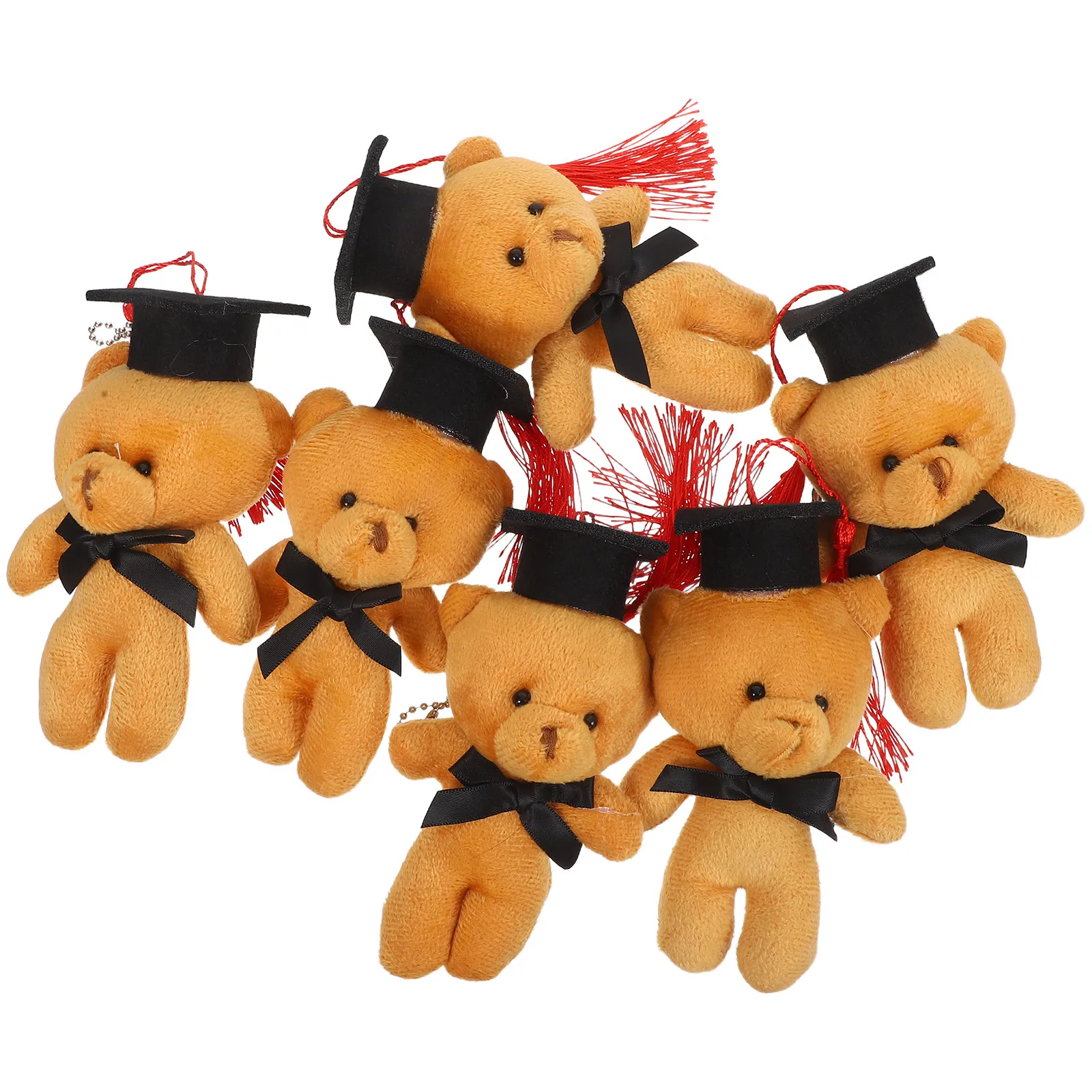 6 Pezzi Portachiavi Orsetto di Laurea, Mini Peluche Carino con Cappello da Laureato, Decorazione per Bomboniere, Bouquet, Regalo per la Stagione della Laurea