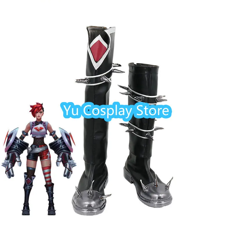 LOL Heartache & Heartthrob Vi Cosplay Shoes LOL Valentine's Day Cosplay Prop Halloween Carnival Boots PU Shoes Custom Made