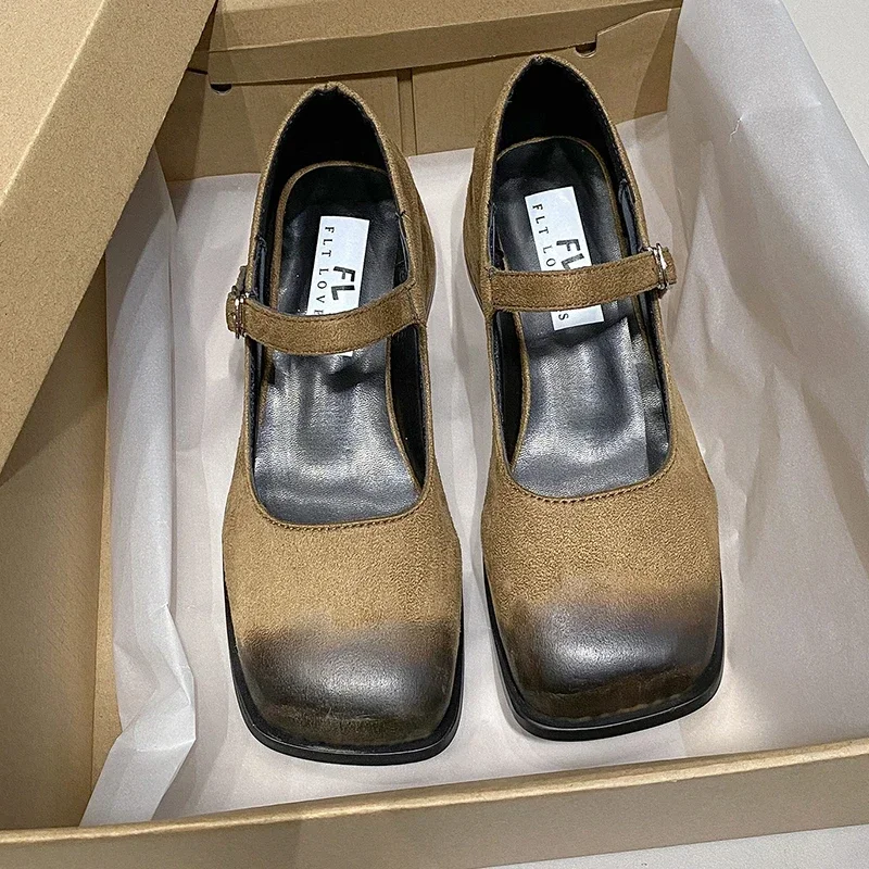 Zapatos planos Mary Jane con punta cuadrada para mujer, zapatillas de Ballet informales suaves, calzado con talón descubierto, novedad de verano, 2024