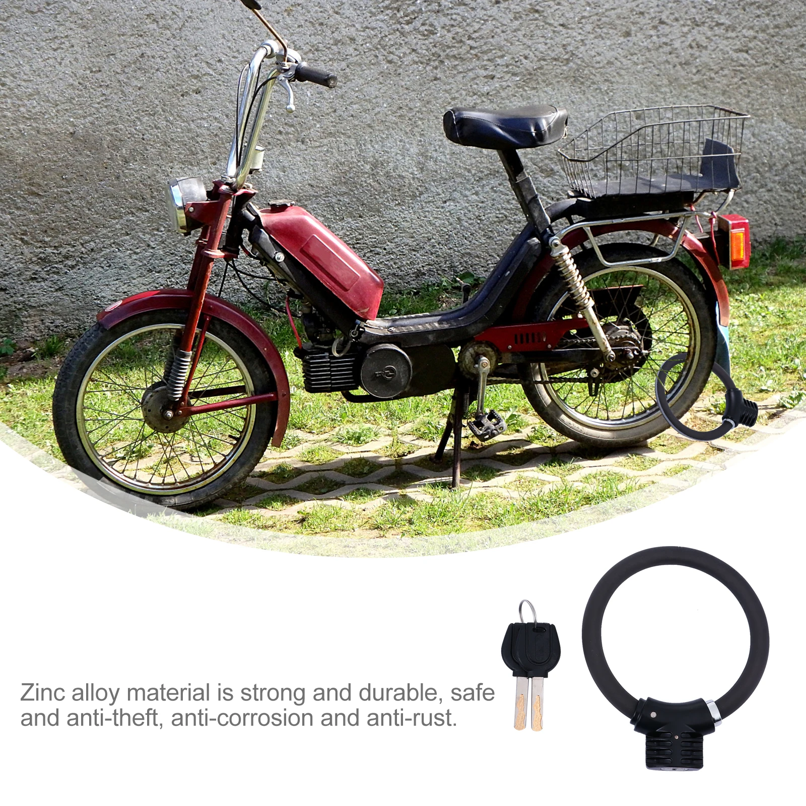 

Bicycle Lock Zinc Alloy PVC Anti theft Bike Security Lock Thickened Steel Cable Padlock Safe Portable Long Service Life
