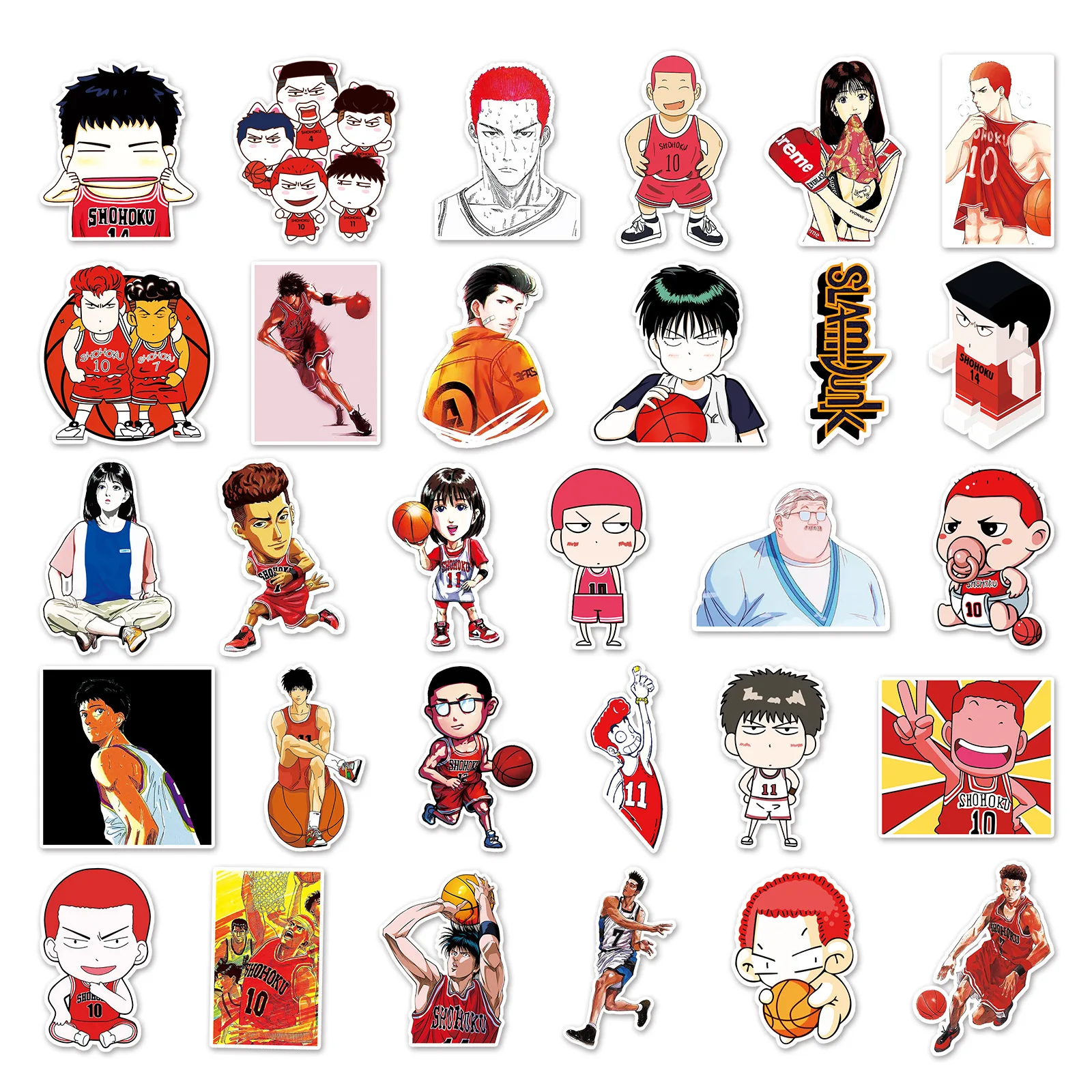 57/30/10PCS Hisashi Mitsui Ryota Miyagi Rukawa Kaede Popular Anime Peripheral Waterproof Luggage Laptop Decorative Stickers