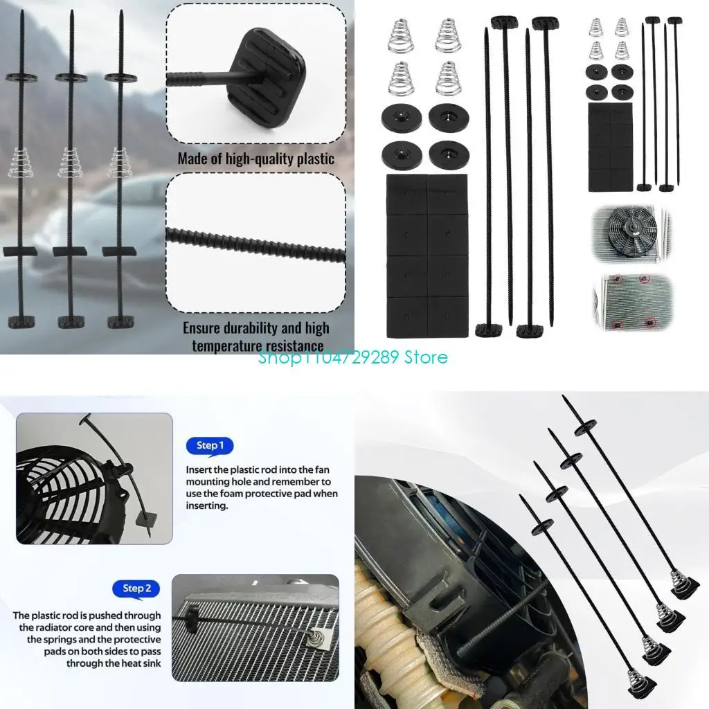

D8KE Radiator Fan Mount Zip Ties Clips Electric Transmission Coolers Mounting Tie Strap Universal Fan Mounting Easy Setup