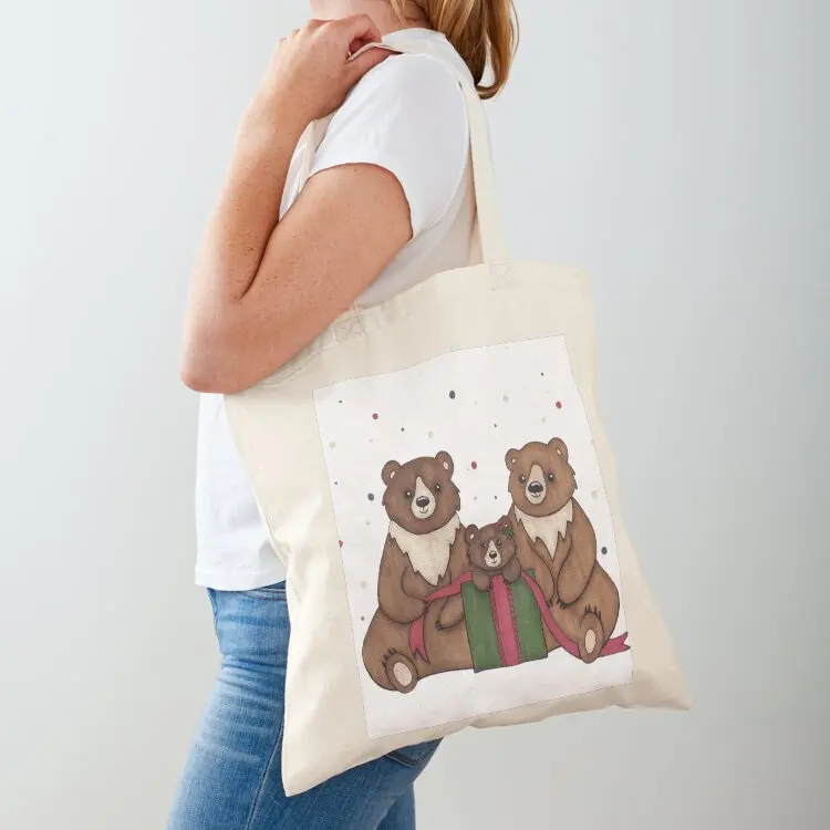 عيد الميلاد الأسرة الدببة حمل حقيبة قماش حقيبة للنساء حقيبة كبيرة حقائب اليد النسائية #1