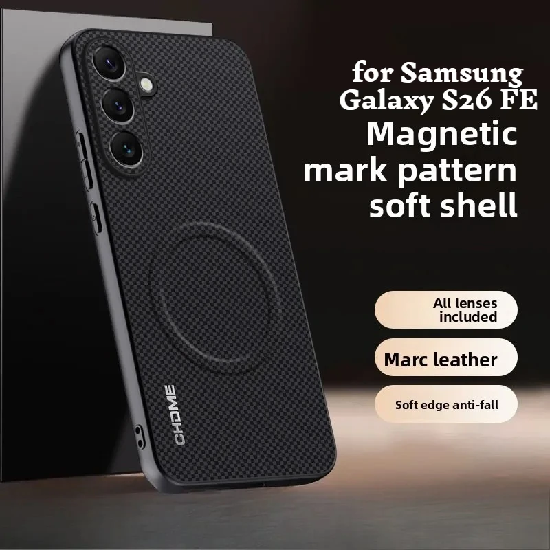Premium Carbon Fiber Leather Magnetic Car Holder Case for Samsung S26 Ultra S23 S24 S25 S26FE A57 A37 Full Protection Cover