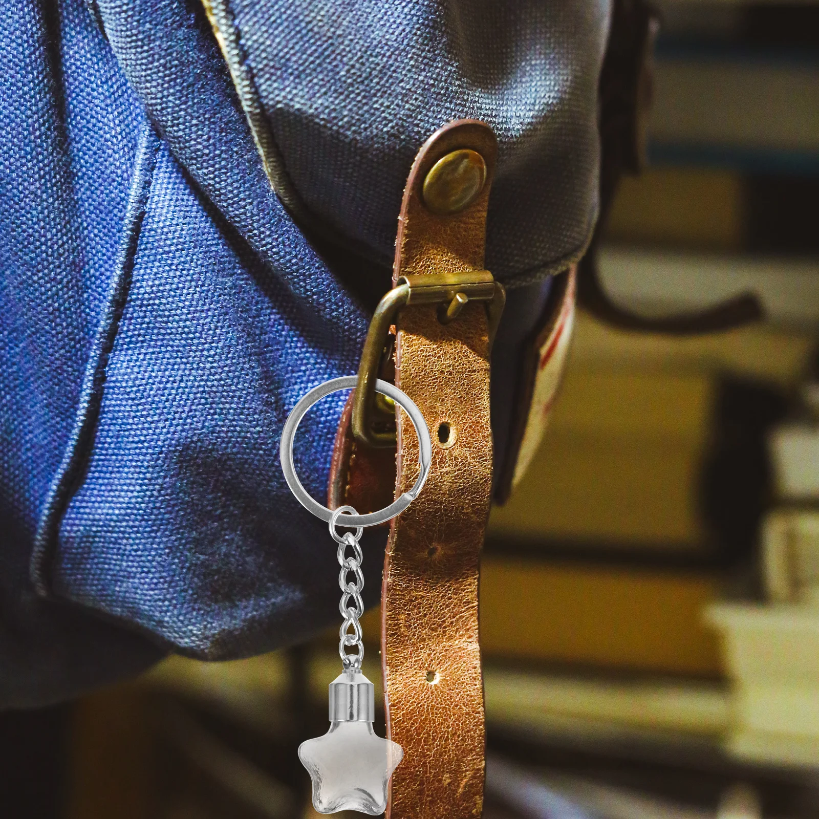 نجمة زجاجة المفاتيح خمر الزجاج متمنيا قلادة سحر زجاجات صغيرة معدنية مع