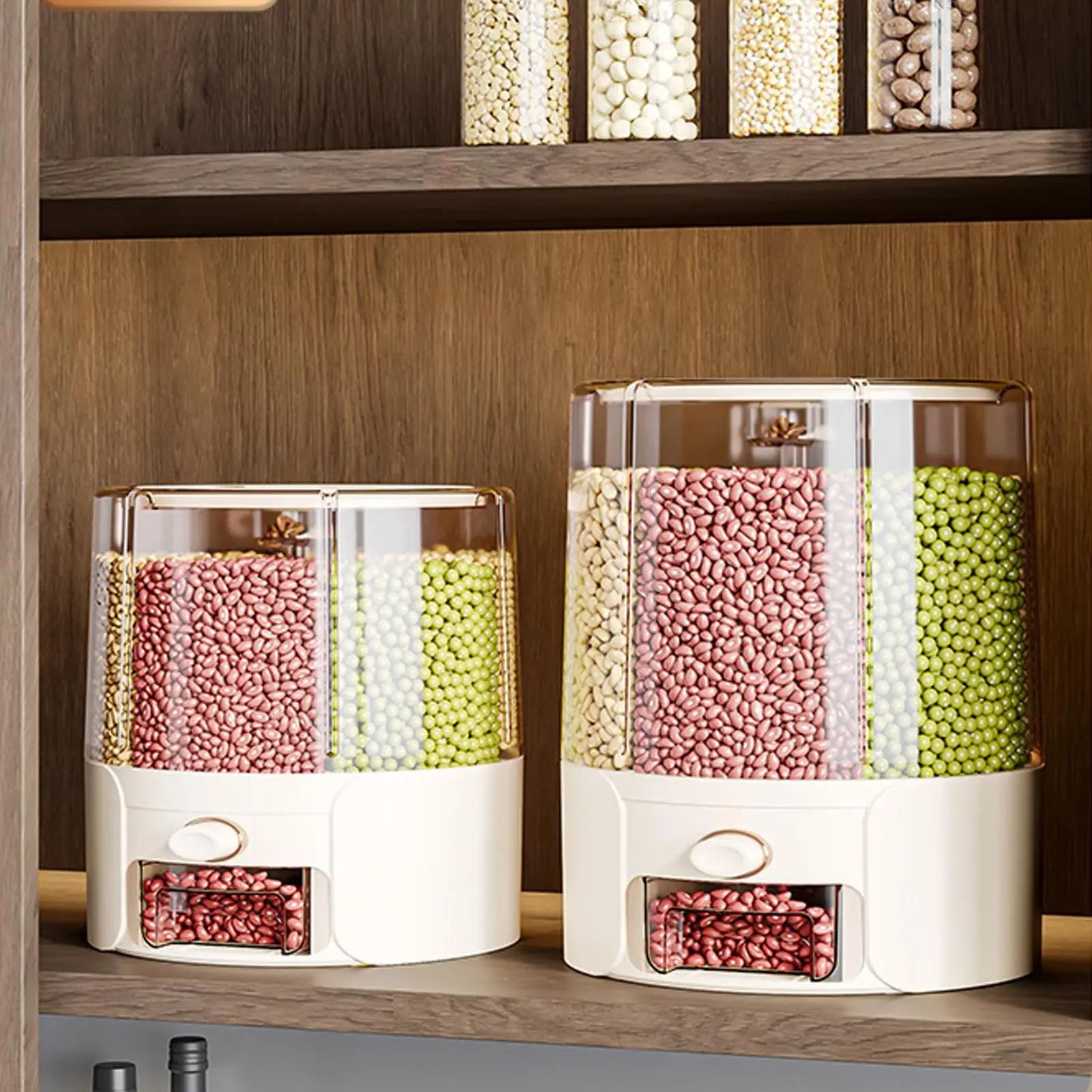 Dispenser Beras Ember Beras Dapat Diputar Barel Kedap Udara Aman untuk Makanan dengan Pemisah Anti Agas Anti Kelembapan untuk Dapur Restoran