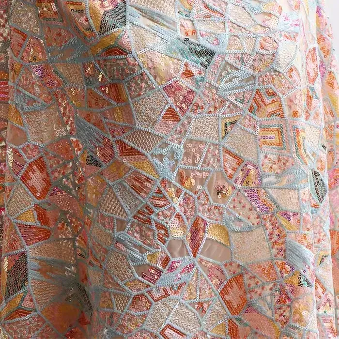 Colorful beaded embroidery mesh embroidery fabric cheongsam bag skirt dress garment fabric accessories