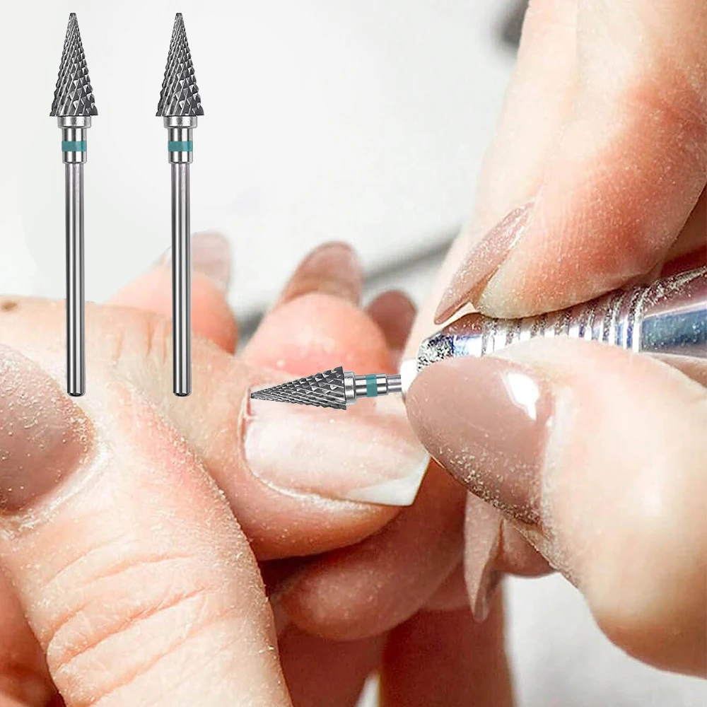 2Pcs High Quality Metal Nail Drill Bits Set Ultra Sharp for Precise Manicure/Pedicure, with Protective Cover