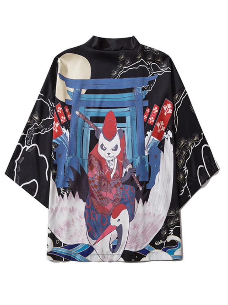 Disfraz de Anime Haori para hombre, chaqueta de tótem de dragón, cárdigan con estampado 3D, Tops de estilo japonés