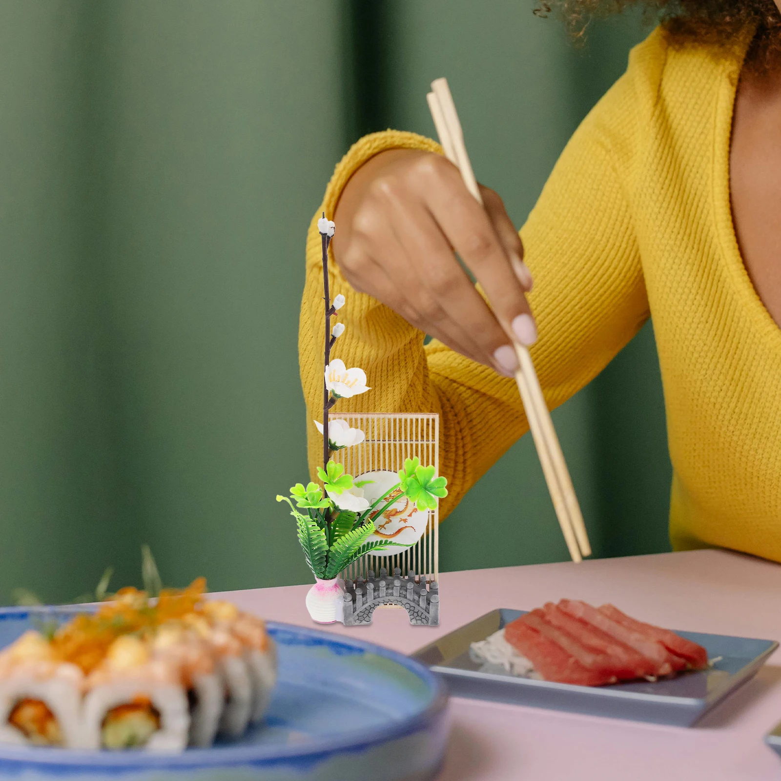

Artificial Mountain Sushi Plate Decorations Salmon Sashimi Ornaments Dining Table White Japanese
