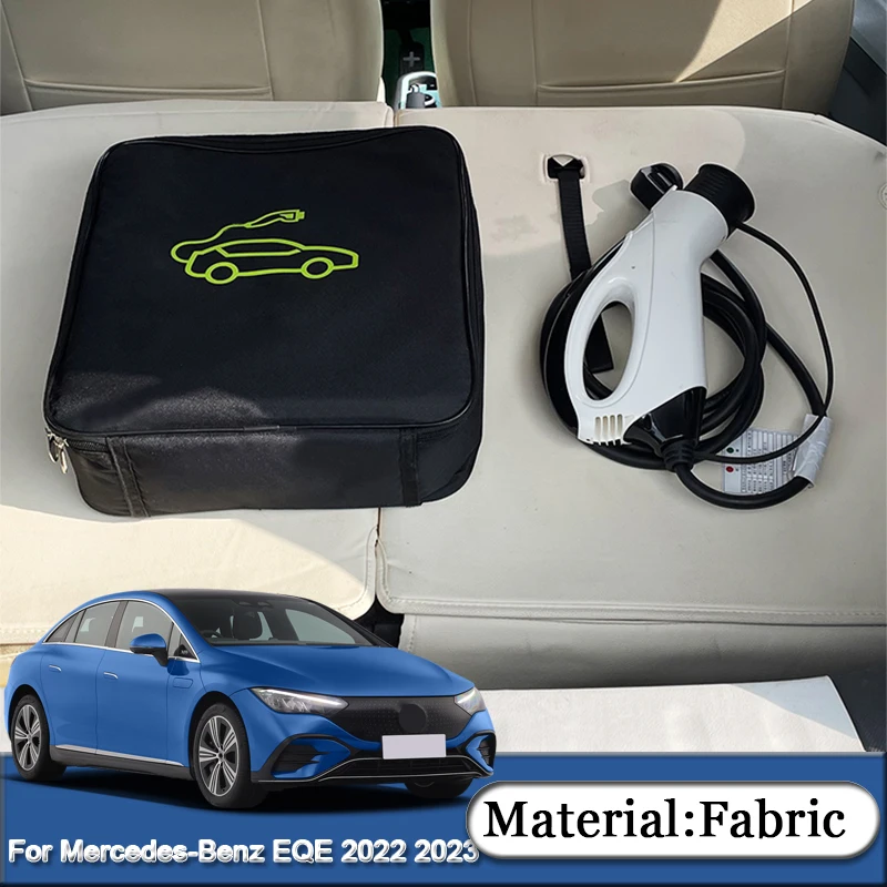 For Mercedes-Benz EQE 2022 2023 2024 Car Charging Cable Storage Bag Charger Plugs EV Sockets Equipment Organizer Bag Waterproof