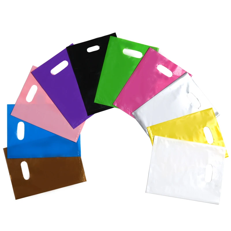 Customized Logo Shopping Bag, Portable Plastic Gift Packing Bags, Busins Customer Plastic Bag, 100Pcs