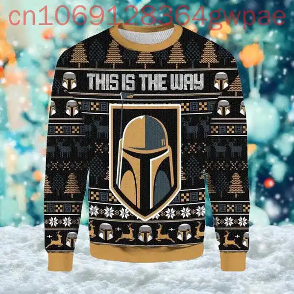 Disney This Is The Way Ugly Christmas Sweater Warrior Mask Xmas Sweatshirt Galaxy Movie Gift For Men Women Christmas Eve Jumper