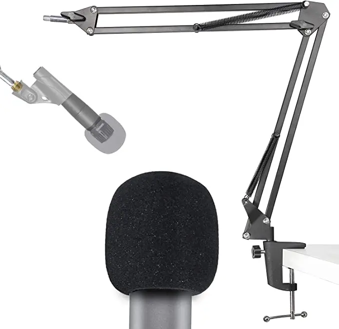 Be adecuado para soporte de micrófono SM58 con parabrisas, soporte de brazo de brazo de micrófono con cubierta de espuma, filtro Pop para SM58S SM58-LC dinámico