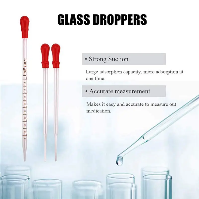 AFOURT-Glass Graduated Measuring Cylinders Set,Premium Borosilicate Cylinders Kit With 6 Pipettes+4 Brushes+2 Stirring Rod