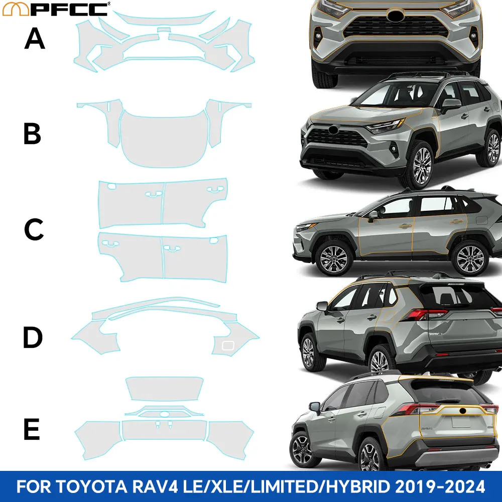 

For Toyota RAV4 Hybrid XA50 2019-2024 Car Pre-cut Paint Protection Clear Film Auto Body PPF TPU Transparent Sticker Accessories