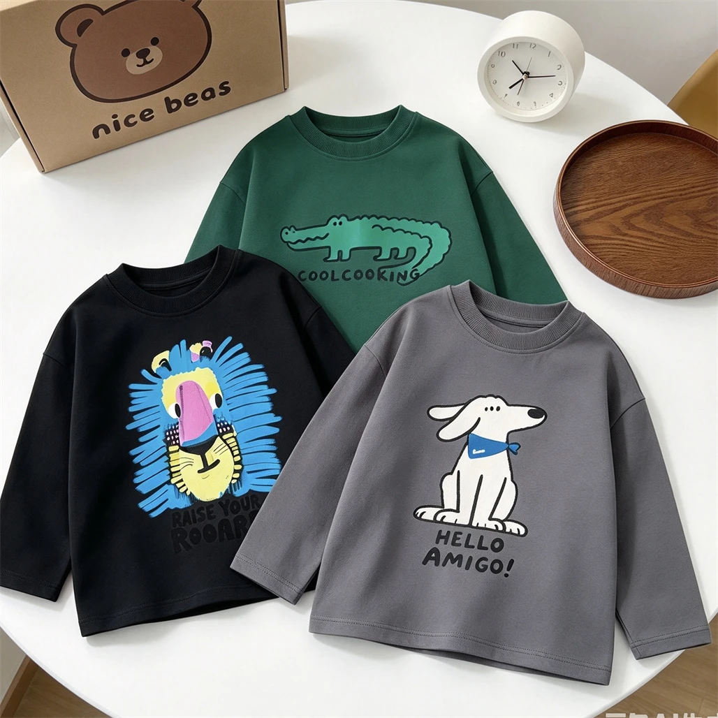 1-7Years Old Child Long-sleeved Tops Summer Clothes Round Neck Pullovers New Design Tees Outer Wear Fashion Casual Clothing