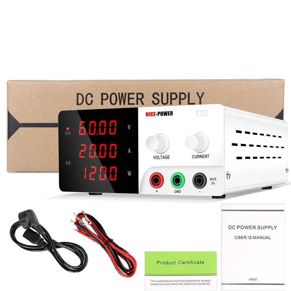 TLF NICE-POWER R-SPS6020 Lab Interruttore ad alta potenza 1200W Alimentatore CC 60V 20A Ingresso regolabile 220V Uscita singola con codificatore Kn