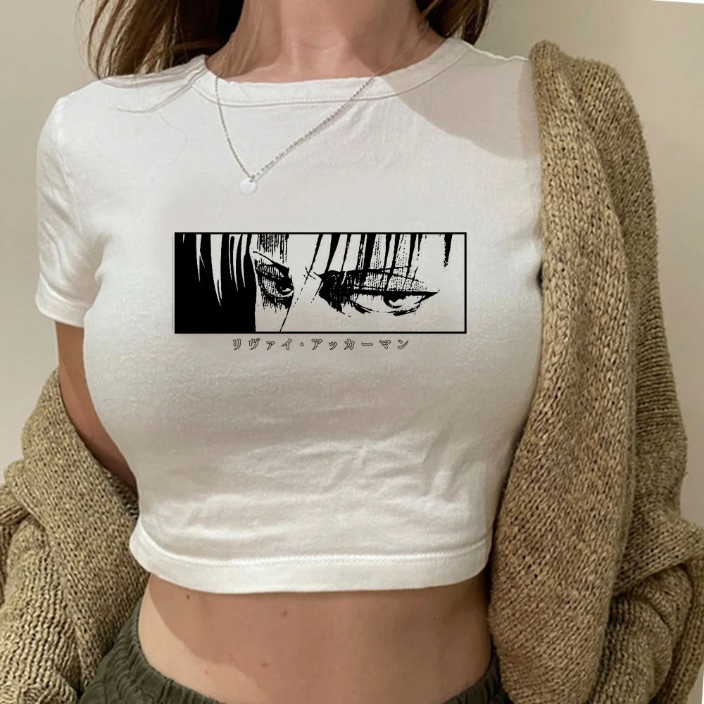 Attack on Titan crop top girl vintage meme 2000s graphic jojifuku t shirt baddie harajuku goth japan grunge