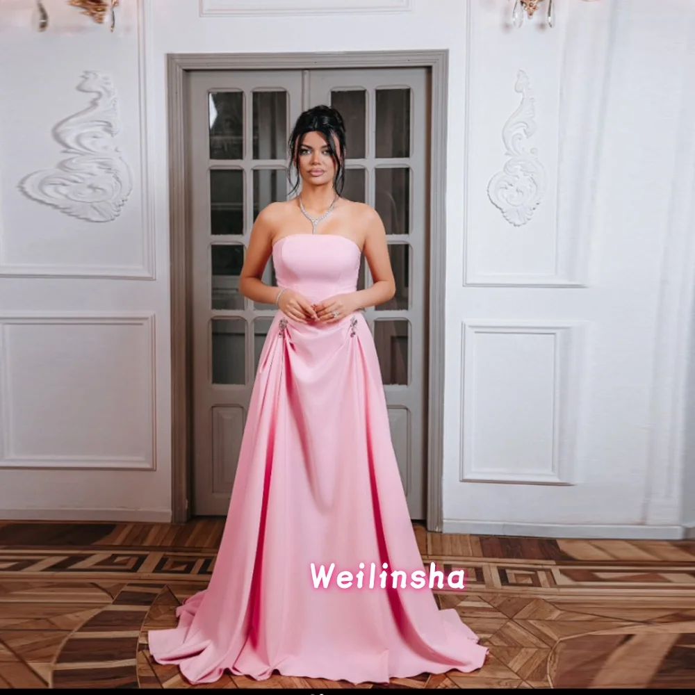 Arabic Mother of the Bride Dresses  Pleats  Wedding Guest Gown Pink Muslim Customized Wedding Party Dress