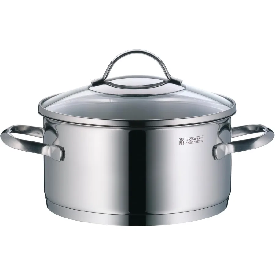 طقم أوعية مكون من 4 قطع مع غطاء زجاجي بحافة صب من الفولاذ المقاوم للصدأ المصقول من الفولاذ المقاوم للصدأ المطلي لغسالة الأطباق، لمسة نهائية فضية آمنة #5