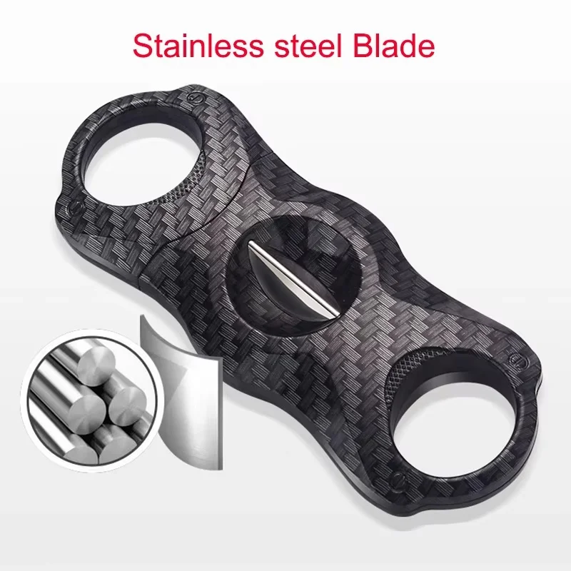 Guillotine Cigar Cutter - Carbon Fiber V-shaped Double-edged Classic Design Portable Cuban Smoking Accessory Gift