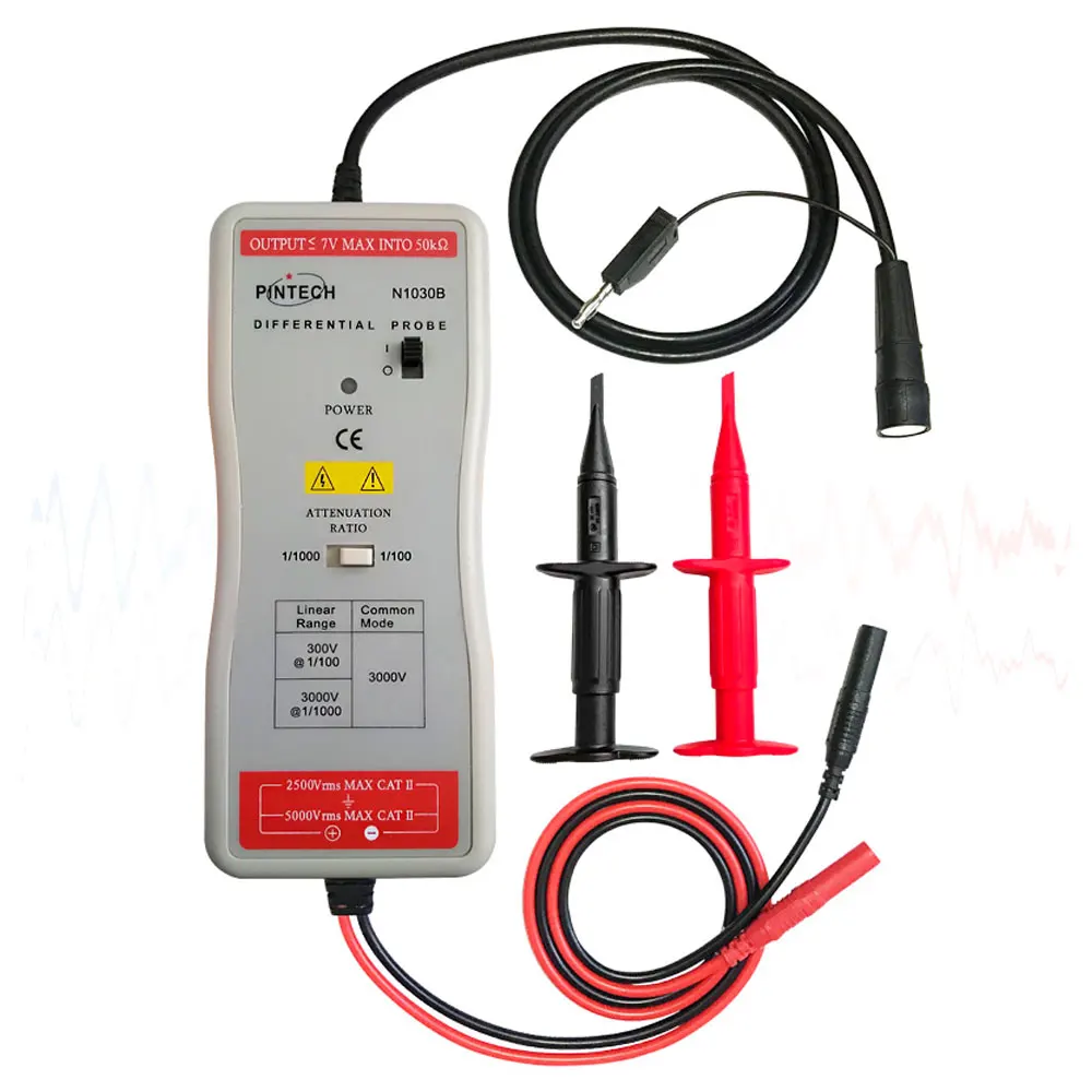 PINTECH N1030B High Frequency Differential Probe High Voltage Differential Probe(3000Vp-p,100MHz) for Oscilloscope 1% Accuracy