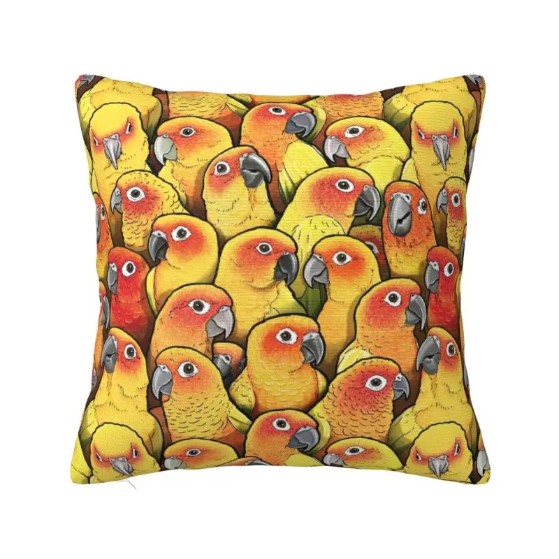 Sun Conures Squad Pillow Case Decoration Nordic Parrot Birds Outdoor Cushions Square Pillowcase