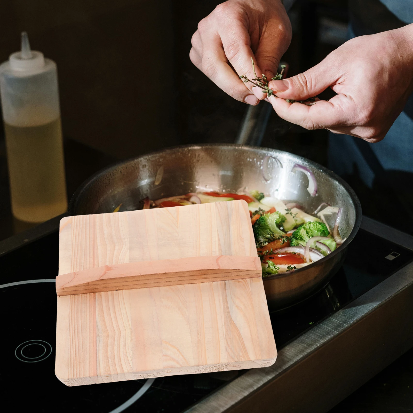 

Handmade Cedar Tamagoyaki Pan Lid Wooden Japanese Omelette Cover Frying Pan Lid Kitchen Utensil Parts