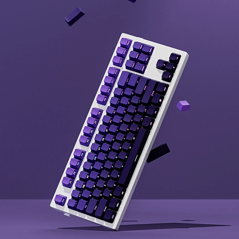 Imagem -02 - Gradiente Roxo Side Print Rgb Backlit Teclado Double Shot Pbt Keycap Perfil Oem Cereja Gateron Switches mx Chave 135