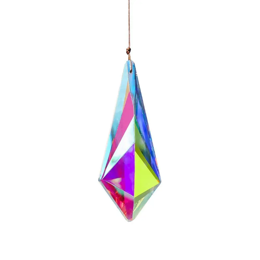 Creative Colorful Crystal Suncatcher Glass Prism 120mm Long Rainbow Maker Craft Lighting Hanging Pendant for Garden Window