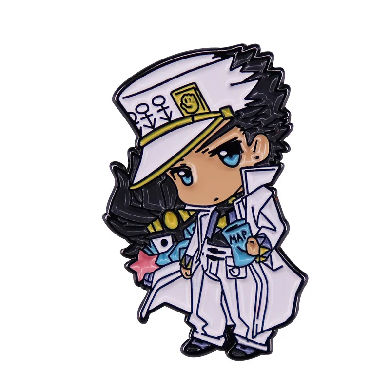 Anime JOJOS BIZARRE ADVENTURE Brooch Pins Kujo Jotaro Badge Metal Alloy Lapel Pin Corsage Cosplay Props Gifts Jewelry Collares