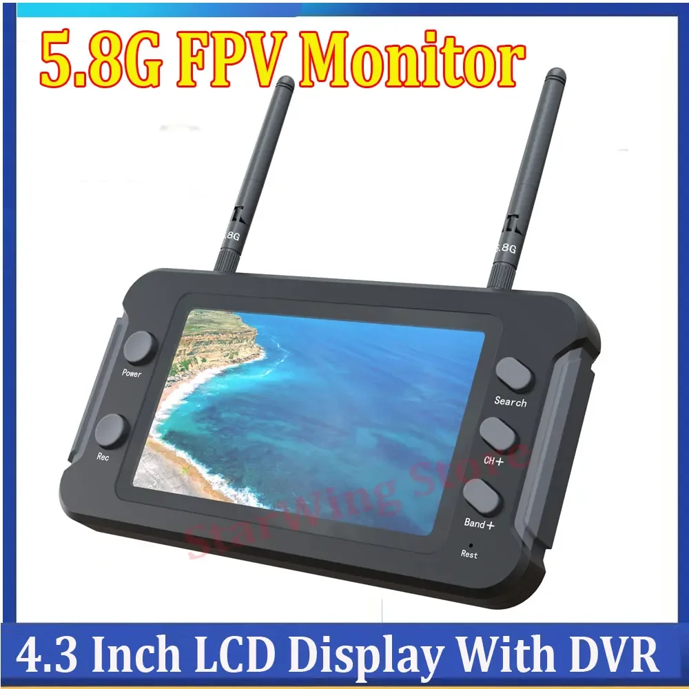 

5.8G FPV Monitor With DVR 40CH 4.3 Inch LCD Display 16:9 NTSC/PAL Auto Search Video Record For RC FPV Drone Quadcopter