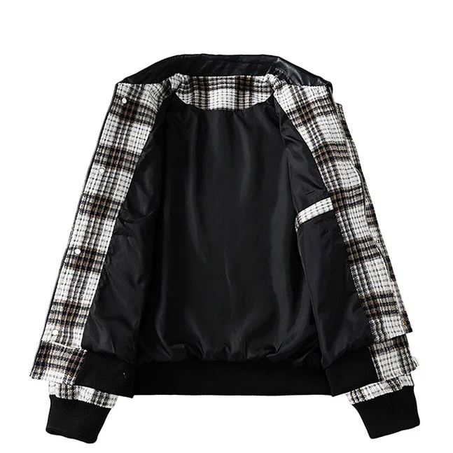 2025 الرجال معطف الخريف جديد منقوشة المرقعة رفض طوق ملابس خارجية الذكور عادية سحاب أكمام طويلة تنفس اليومية رجل سترة #2