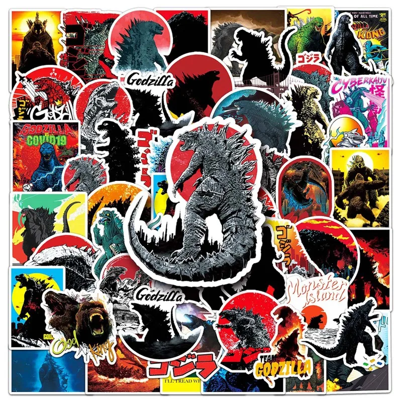 Godzilla-Autocollants décoratifs de dessin animé, pour valise, tasse à eau, téléphone portable, voiture, scooter, ordinateur portable, réfrigérateur, 50 pièces