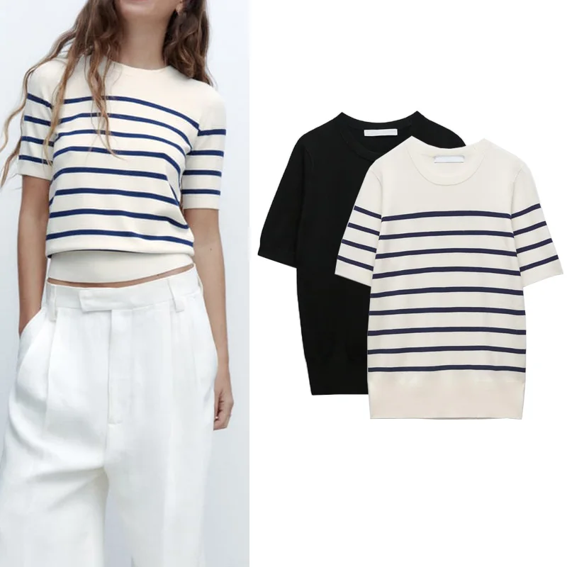 

Новая весенняя базовая свободная повседневная трикотажная кофта с круглым вырезом и коротким рукавом, удобная, дышащая, стандартного кроя, женская, для возраста 25-29 лет