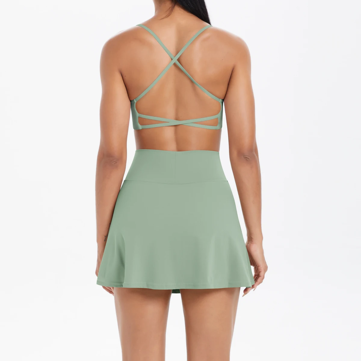 2PCS Sportswear Yoga Set Gym Clothes For Women Tracksuits Sports skirt Crossover Bra Gym Yoga Suits