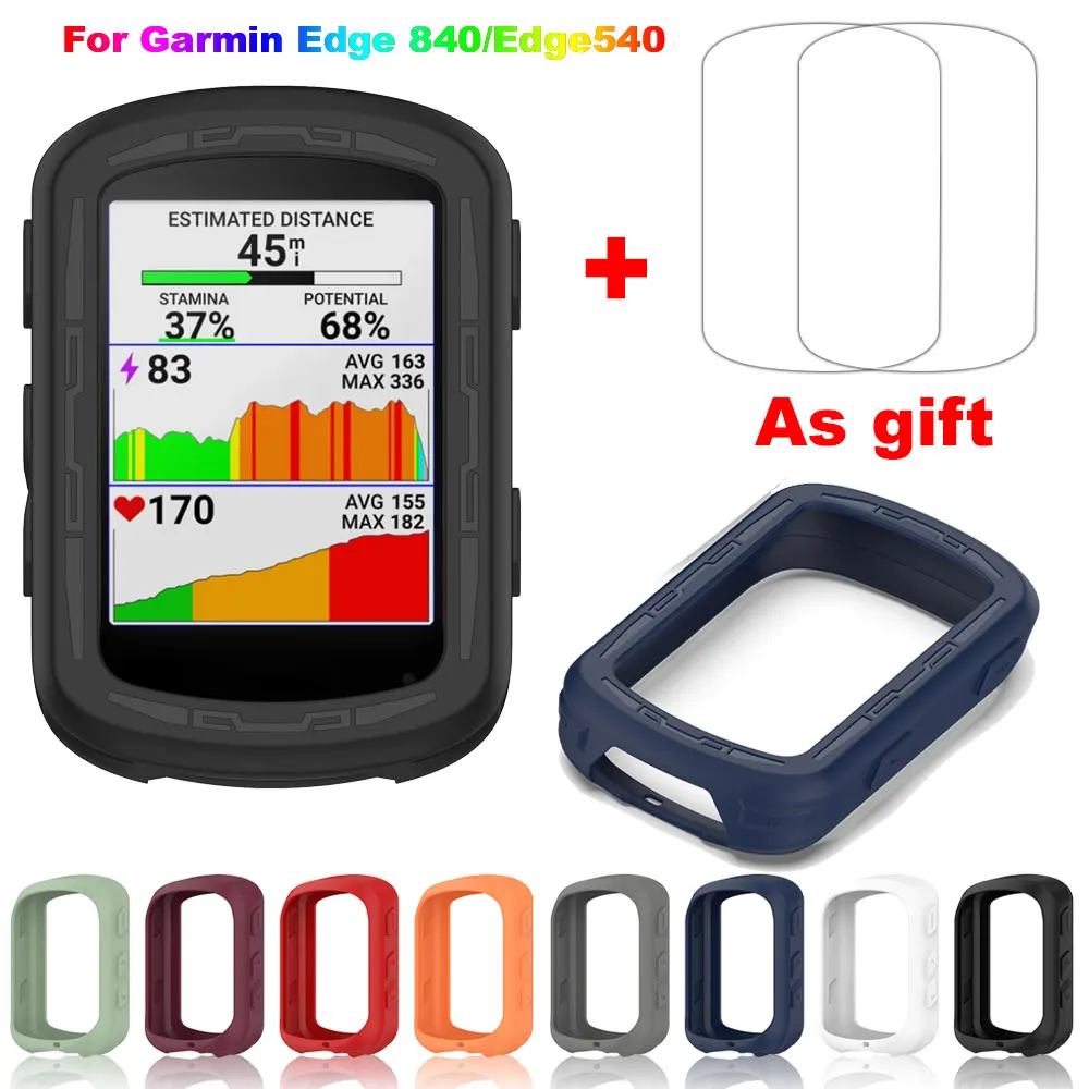 2 in 1 For Garmin Garmin Edge 840 Protector Cases + Glass Film Protective Cover Bike Bicycle Silicone Case For Garmin Edge 540