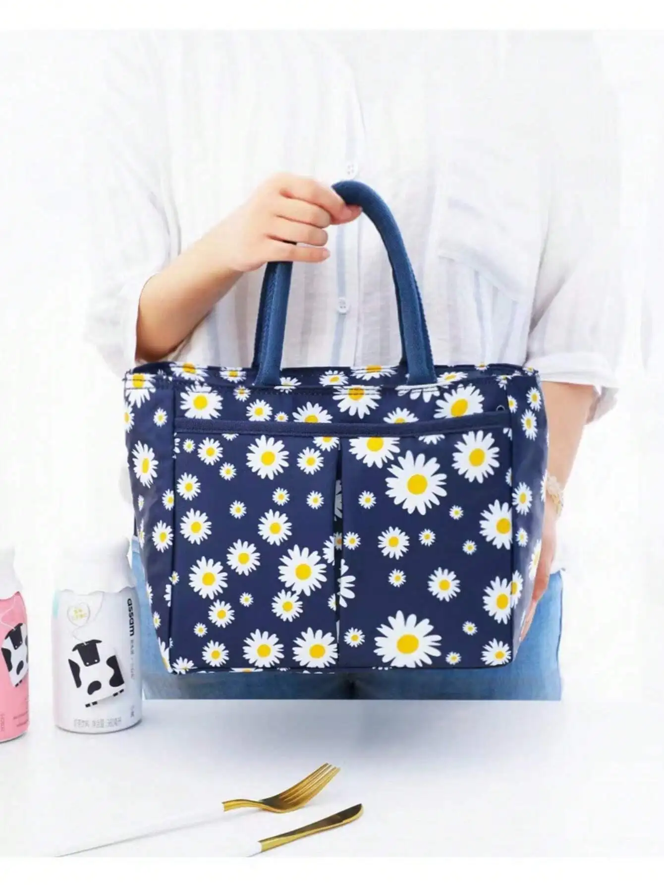 

Lunch Bag Thermal Insulated Printed Thickened Portable Ice Bag Waterproof High Capacity Aluminum Foil Lunch Box School Organizer